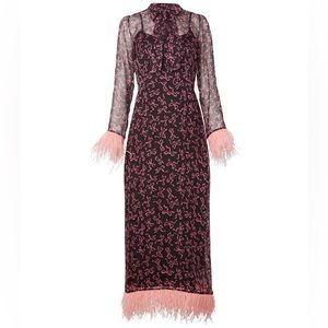 Midi dress with feather trim